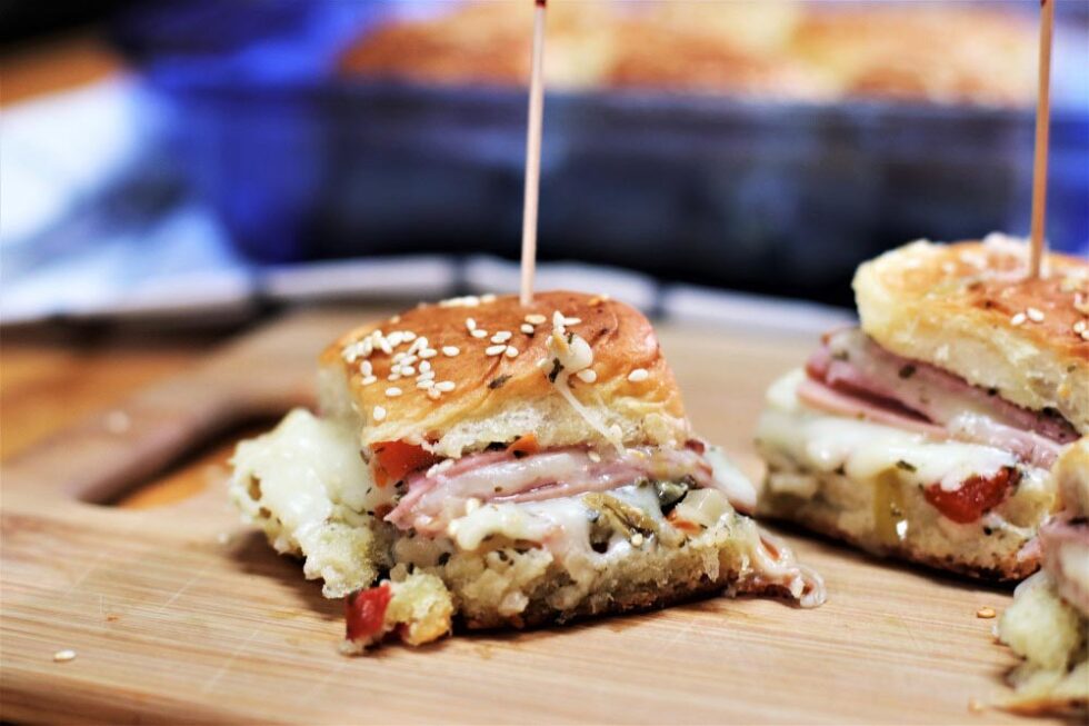 Mini Muffaletta Party Sandwiches Recipes from the coast