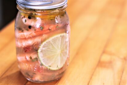 pickled shrimp in jar