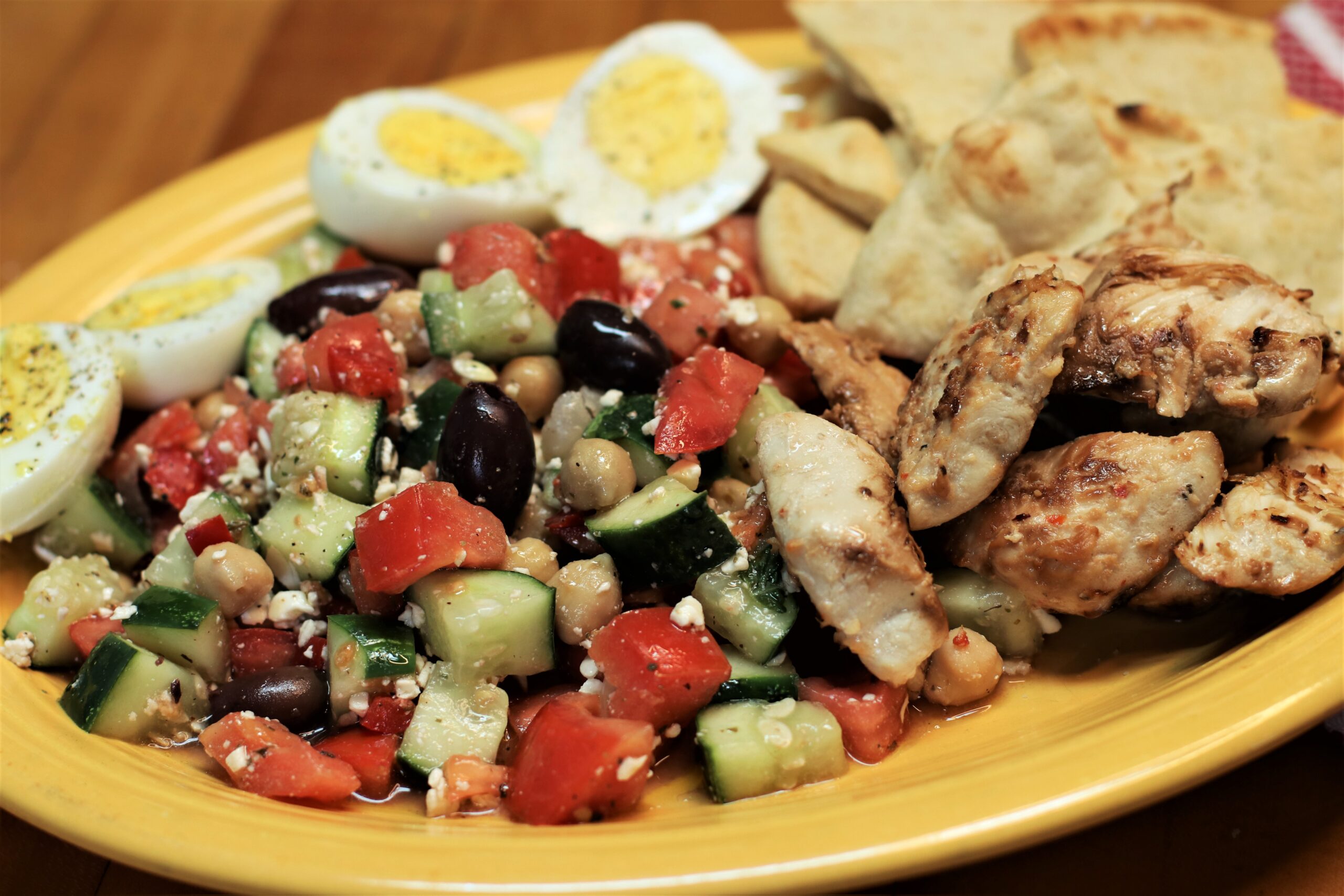 Greek Chopped Salad with Marinated Chicken