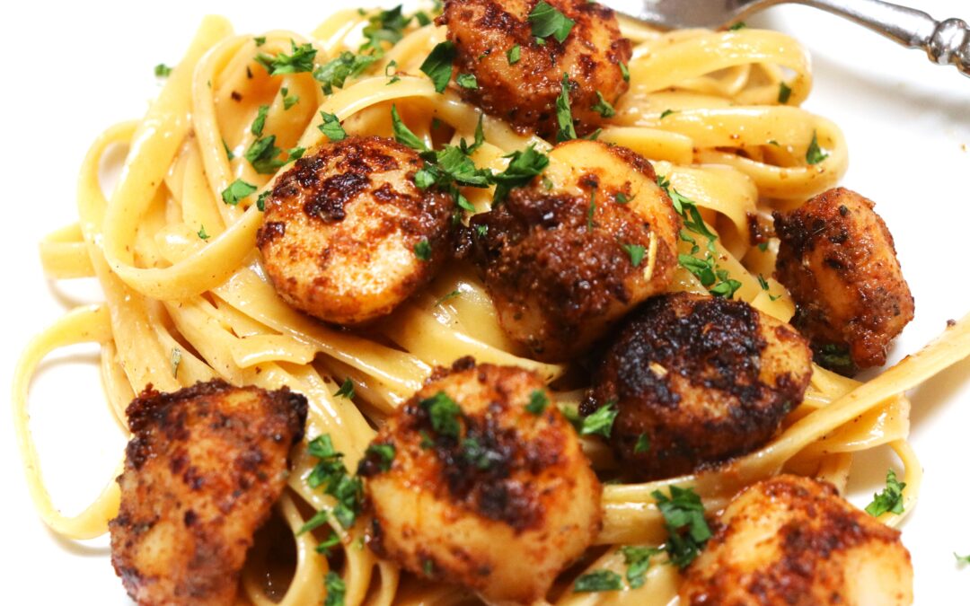 Arthur’s Bronzed Scallops with Lemon Butter Linguine